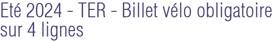 Eté 2024 - TER - Billet vélo obligatoire sur 4 lignes